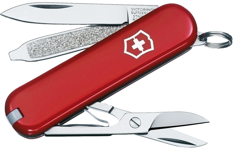 Red Classic Pocket Knife, 7-function, 2-1/4 In Closed