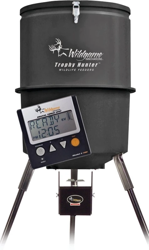 Tri-Pod Digital Feeder with 225 Pound Capacity Poly Barrel, 30 Gallon Volume