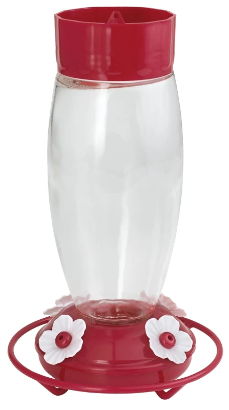 30 Oz. Deluxe Glass Hummingbird Feeder With Ant Moat And Removable Perch