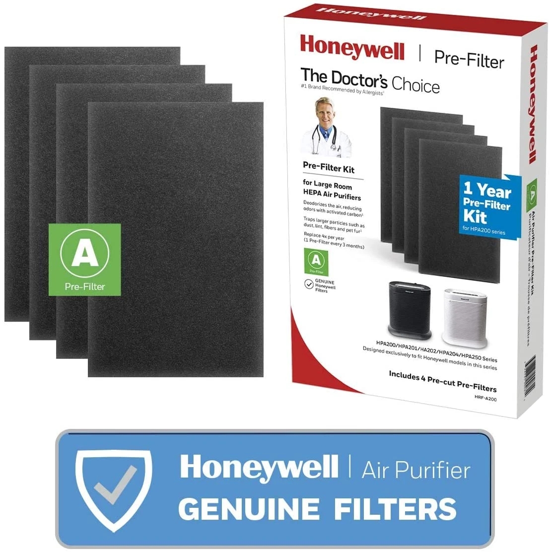 Pre-Cut Carbon Pre-Filter for Air Purifiers HPA5100 & HPA100, 4-Pk.