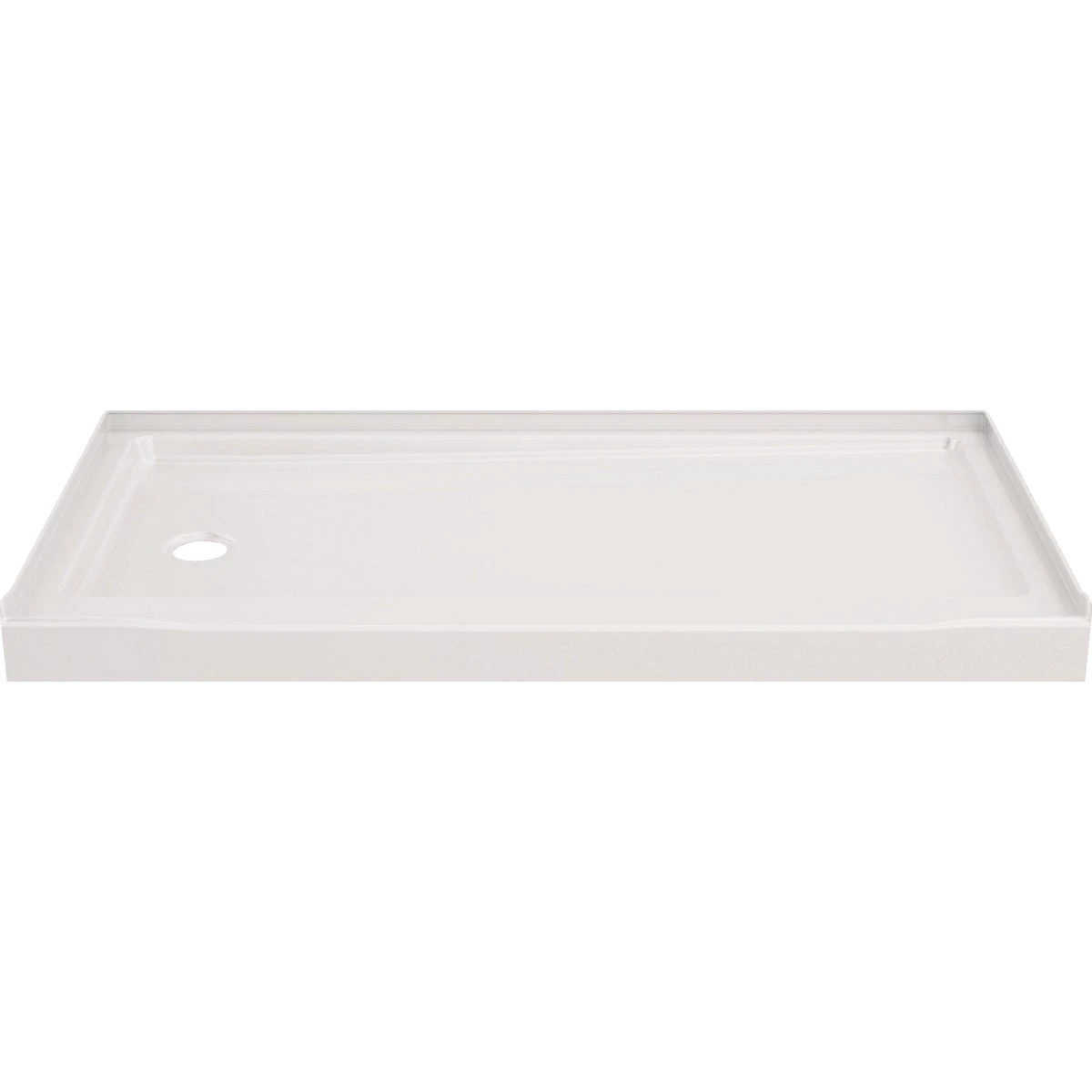 60 In. X 32 In. Left Drain Shower Pan, High Gloss White