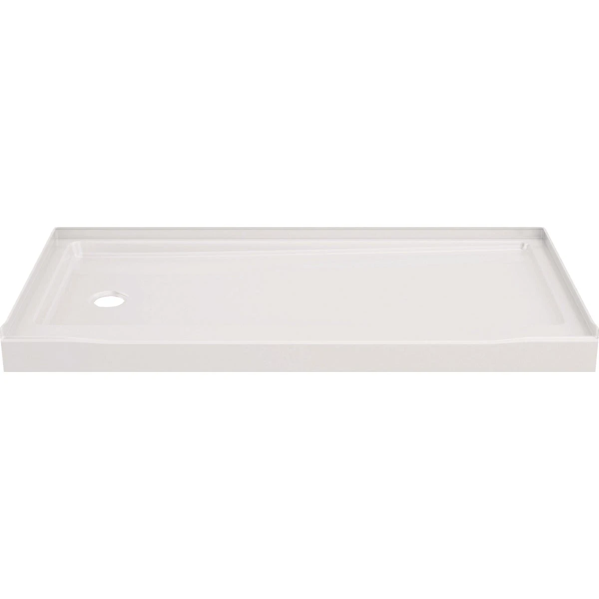 60 In. X 30 In. Left Drain Shower Pan, High Gloss White