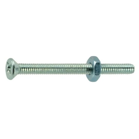 8-32 X 2 Zinc Plated Steel Phillips Flat Head Machine Screws - Coarse Thread