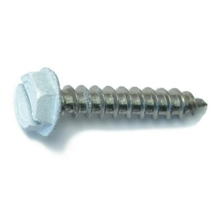 #10-11 X 1 Stainless Steel White Hex Head Sheet Metal Screws - 18-8 Grade