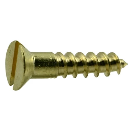 6X5/8" SL FL HD WOOD SCREW BRASS