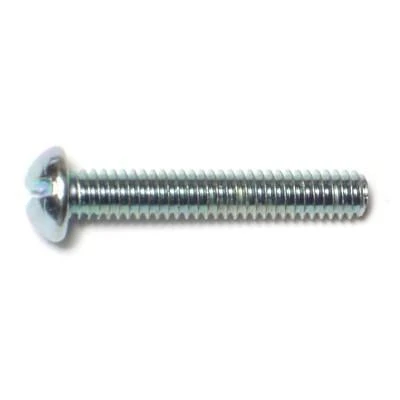 8-32 X 1 Zinc Plated Steel Slotted Round Head Machine Screws - Coarse Thread