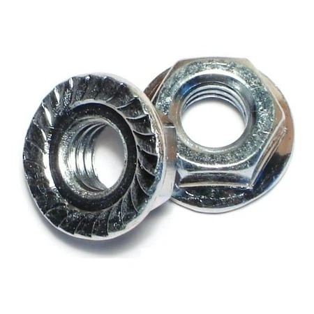 5/16-18 Zinc Plated Case Hardened Steel Serrated Lock Nuts - Hex Flange Design