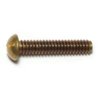 #10-24 X 1 Brass Slotted Round Head Machine Screws - Coarse Thread