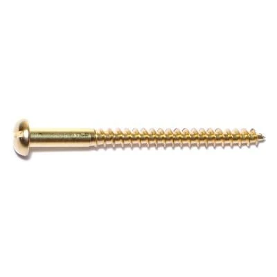 #10 X 2-1/2 Brass Slotted Round Head Wood Screws - 10 Count