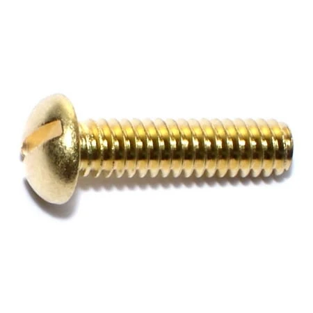 1/4-20 X 1 Brass Slotted Round Head Machine Screws - Coarse Thread