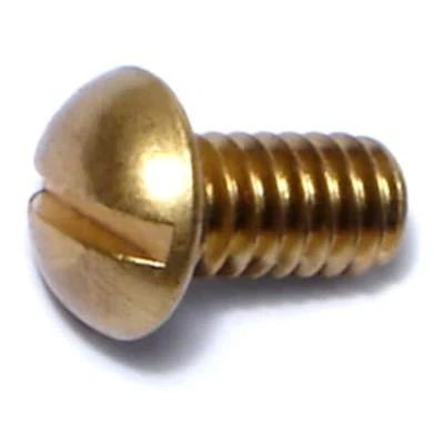 1/4-20 X 1/2 Brass Coarse Thread Slotted Round Head Machine Screws