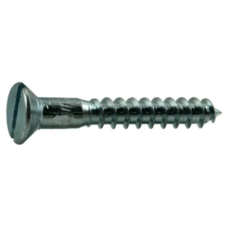 #12 X 1-1/2 Zinc Plated Steel Slotted Flat Head Wood Screws - 100 Count