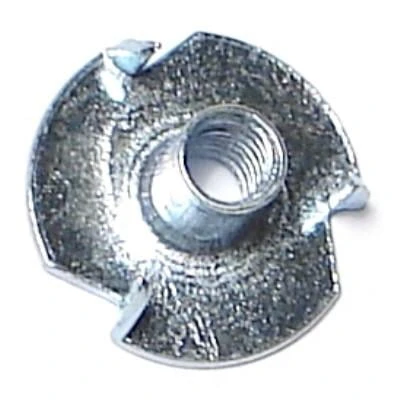 10-24 X 9/32 Zinc Plated Steel Pronged T-nuts For Wood Applications
