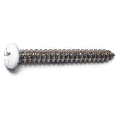 #8 X 1-1/2 Stainless Steel White Phillips Pan Head Sheet Metal Screws - 18-8 Grade