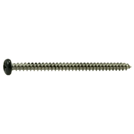 #10 X 3 Black Stainless Steel Phillips Pan Head Sheet Metal Screws - 18-8 Grade