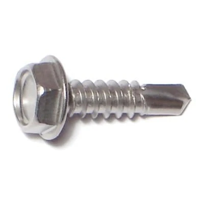 #10-16 x 3/4  410 Stainless Hex Washer Head Self-Drilling Screws (50 pcs.)