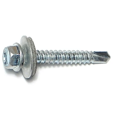 12 X 1-1/2 Inch Zinc Hex Self-drilling Screws With Sealing Washers - Pack Of 100
