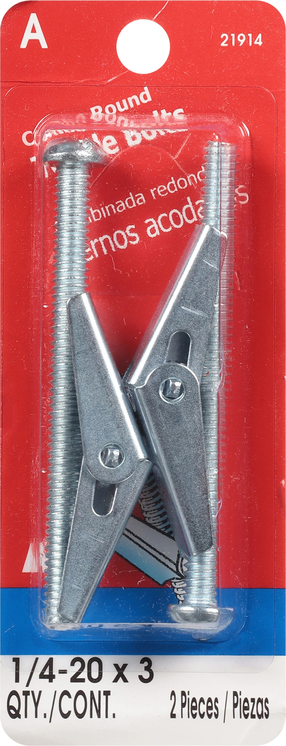 1/4-20 X 3 Zinc Plated Steel Coarse Thread Slotted Round Head Toggle Bolts