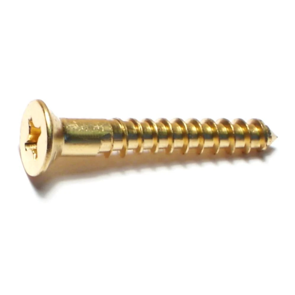 #12 X 1-1/2 Brass Phillips Flat Head Wood Screws - Model Wsfb-391