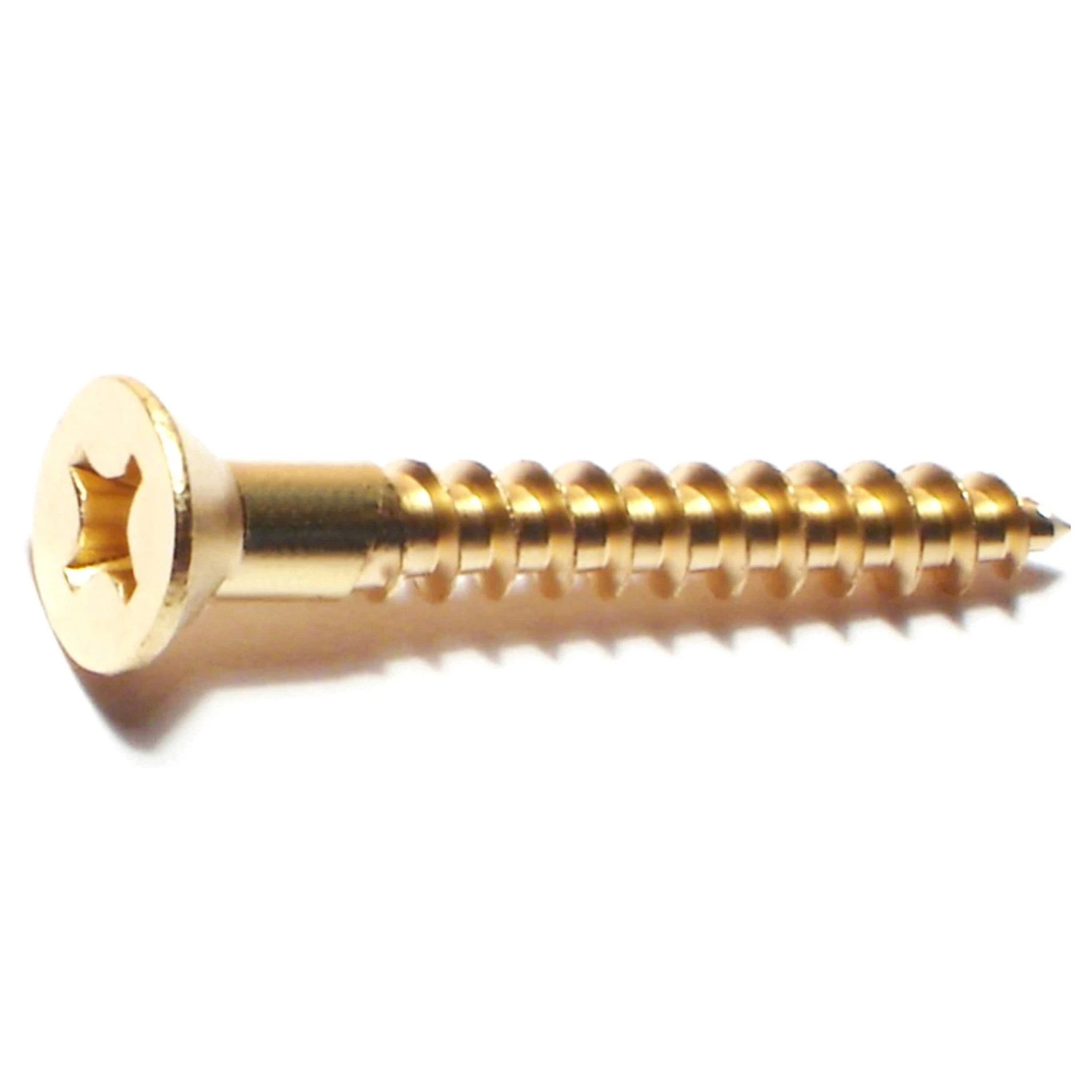 10 X 1-1/2 Inch Brass Phillips Flat Head Wood Screws - Pack Of 10
