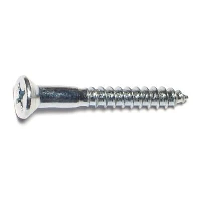 #14 X 2 Zinc Plated Steel Phillips Flat Head Wood Screws - 100 Count