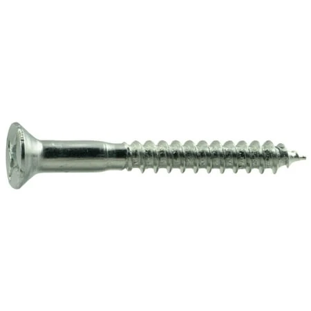 #10 X 1-3/4 Zinc Plated Steel Phillips Flat Head Wood Screws - 10 Count