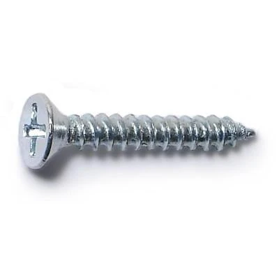 #8 X 3/4 Zinc Plated Steel Phillips Flat Head Wood Screws - 100 Count