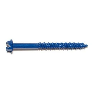3/16 X 2-1/4 Blue Ruspert Coated Steel Slotted Hex Washer Head Masonry Screws