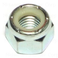 9/16-18 Zinc Fine Nylon Insert Lock Nuts - Hex Lock Nut - Grade 2 Steel