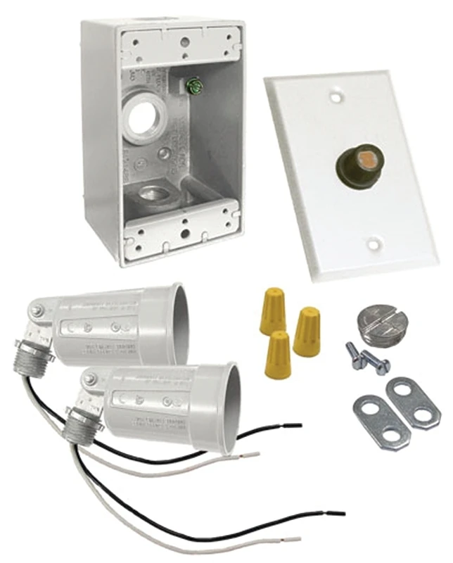 Weatherproof Photocell Floodlight Kit With Die-cast Aluminum Housing And Mounting Accessories