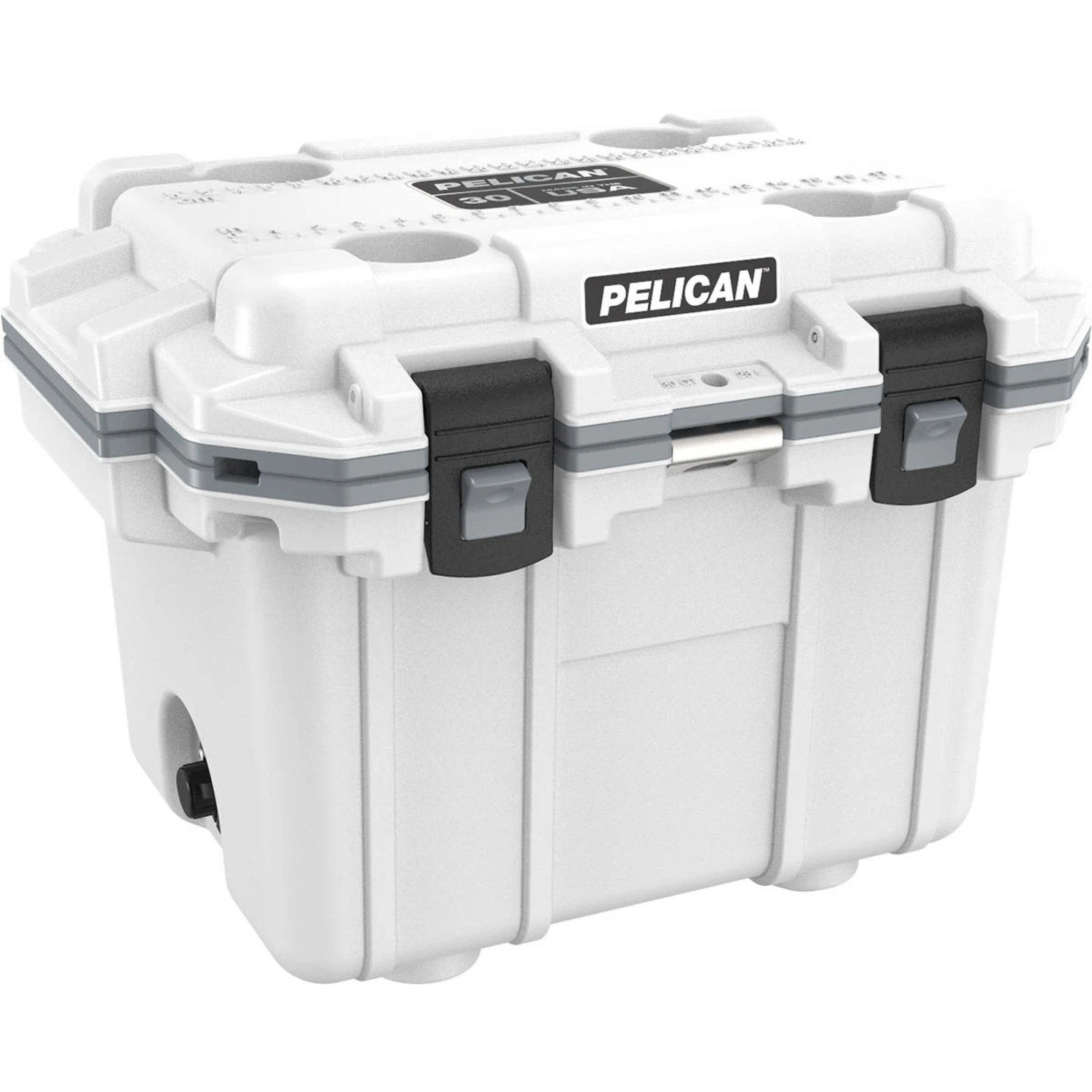 Elite 30 Quart White And Gray Cooler With Built-in Bottle Opener