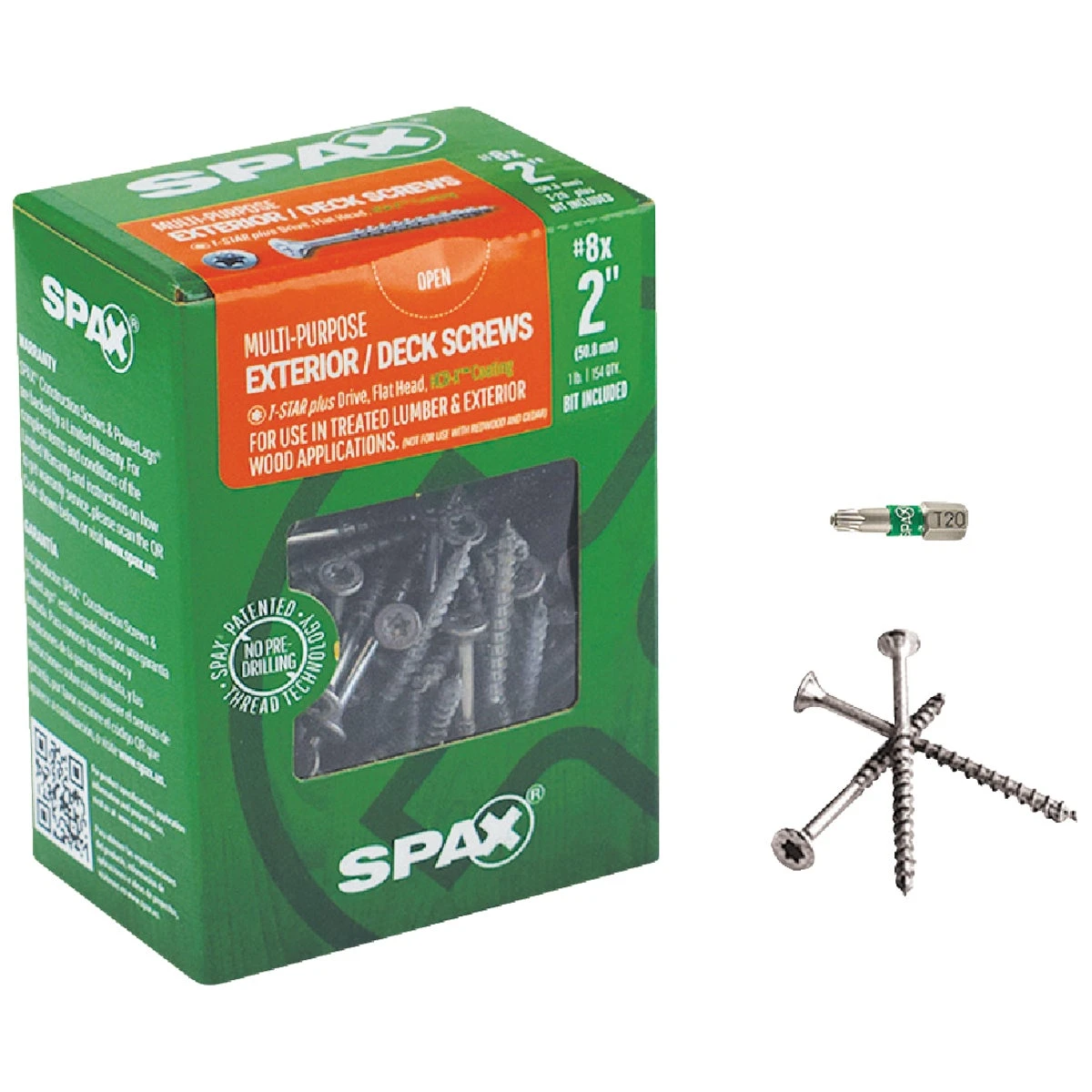 #8 X 2 In. Flat Head Exterior Multi-material Construction Screw With Hcr-x Coating