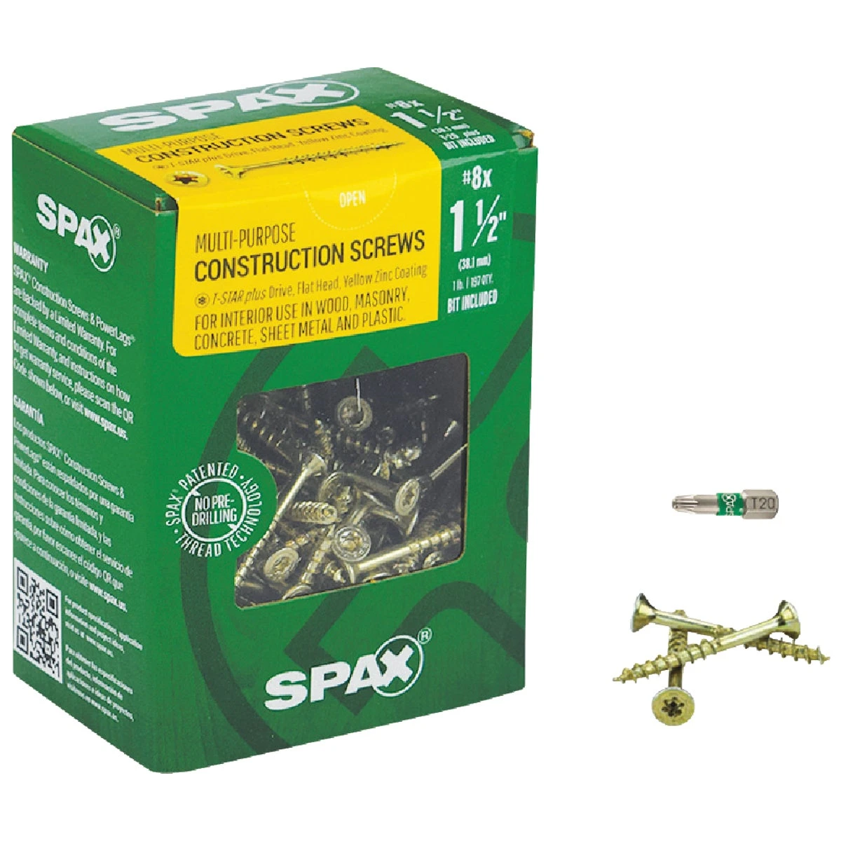 SPAX Multi-Material No. 8 in. X 1-1/2 in. L T-20+ Flat Head Serrated Construction Screws