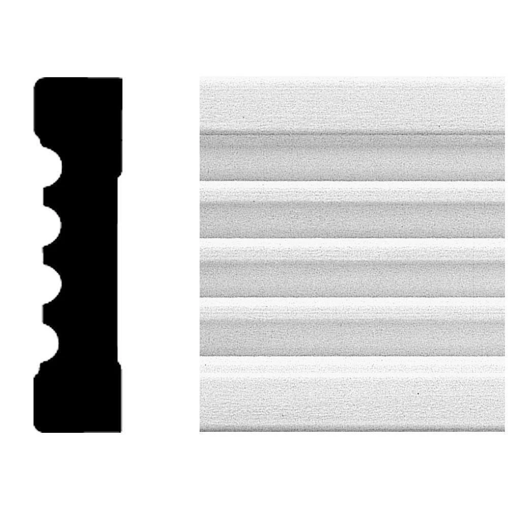 3/4 In. W. X 3 In. H. X 8 Ft. L. White Mdf Fluted Casing Molding