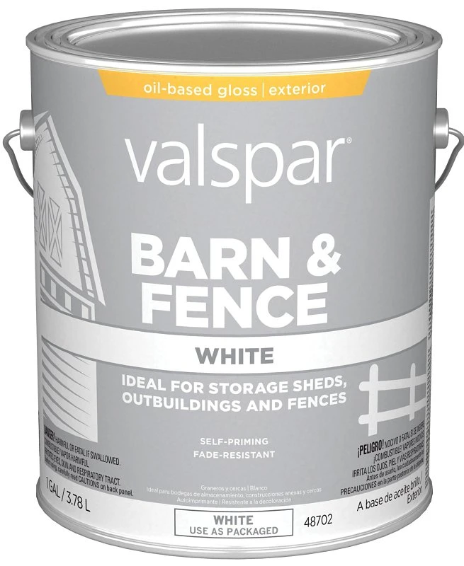 Oil Paint & Primer In One Low Sheen Barn & Fence Paint, White, 1 Gallon
