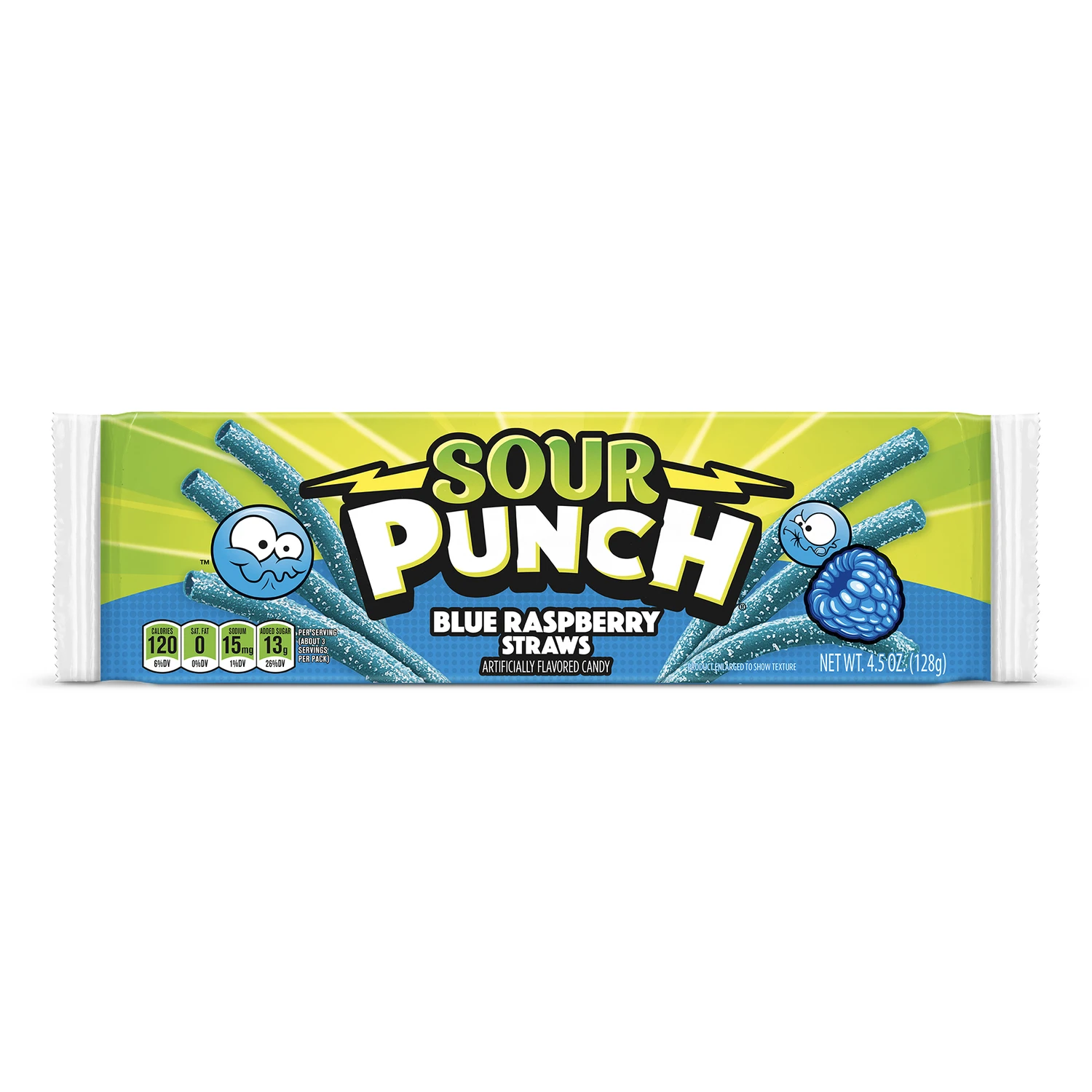 Blue Raspberry Straws Candy 4.5 Oz - Soft & Chewy Treat