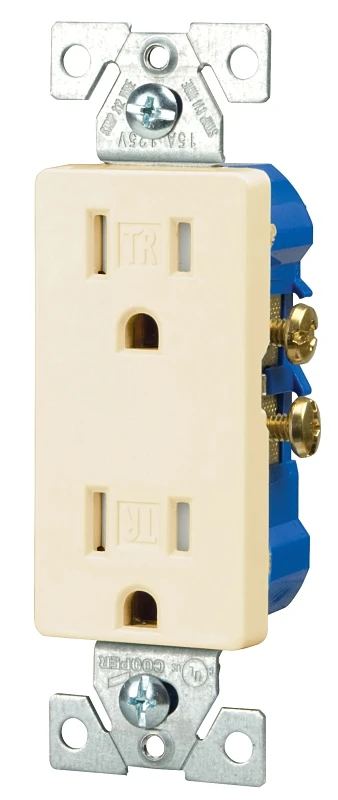 15 Amp Tamper Resistant Decorator Duplex Outlet Receptacle, Light Almond, Model Tr1107la-box