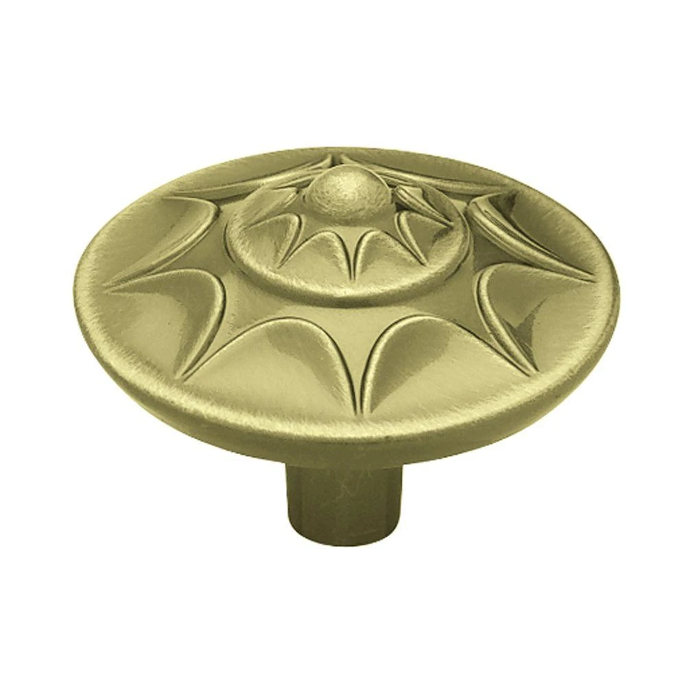 1-3/8-inch Antique Brass Starburst Round Cabinet Knob With Screws