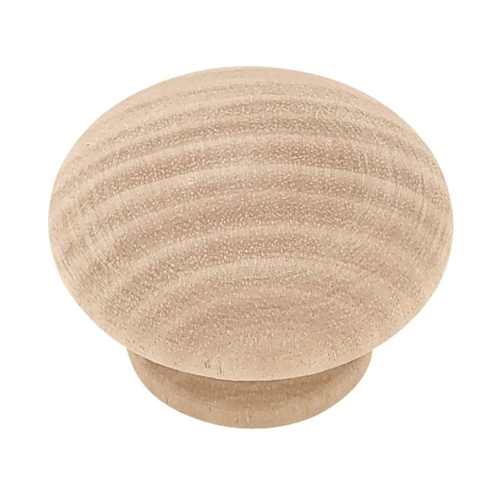 1.5-inch Round White Birch Wood Cabinet Knob With Screws Included