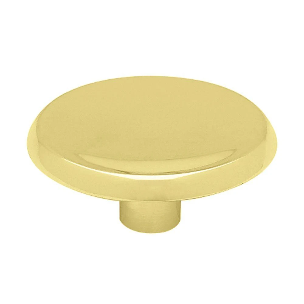 Concave Brass-plated Cabinet Knob, 1.5-inch Round, Model P65015h-pb-c