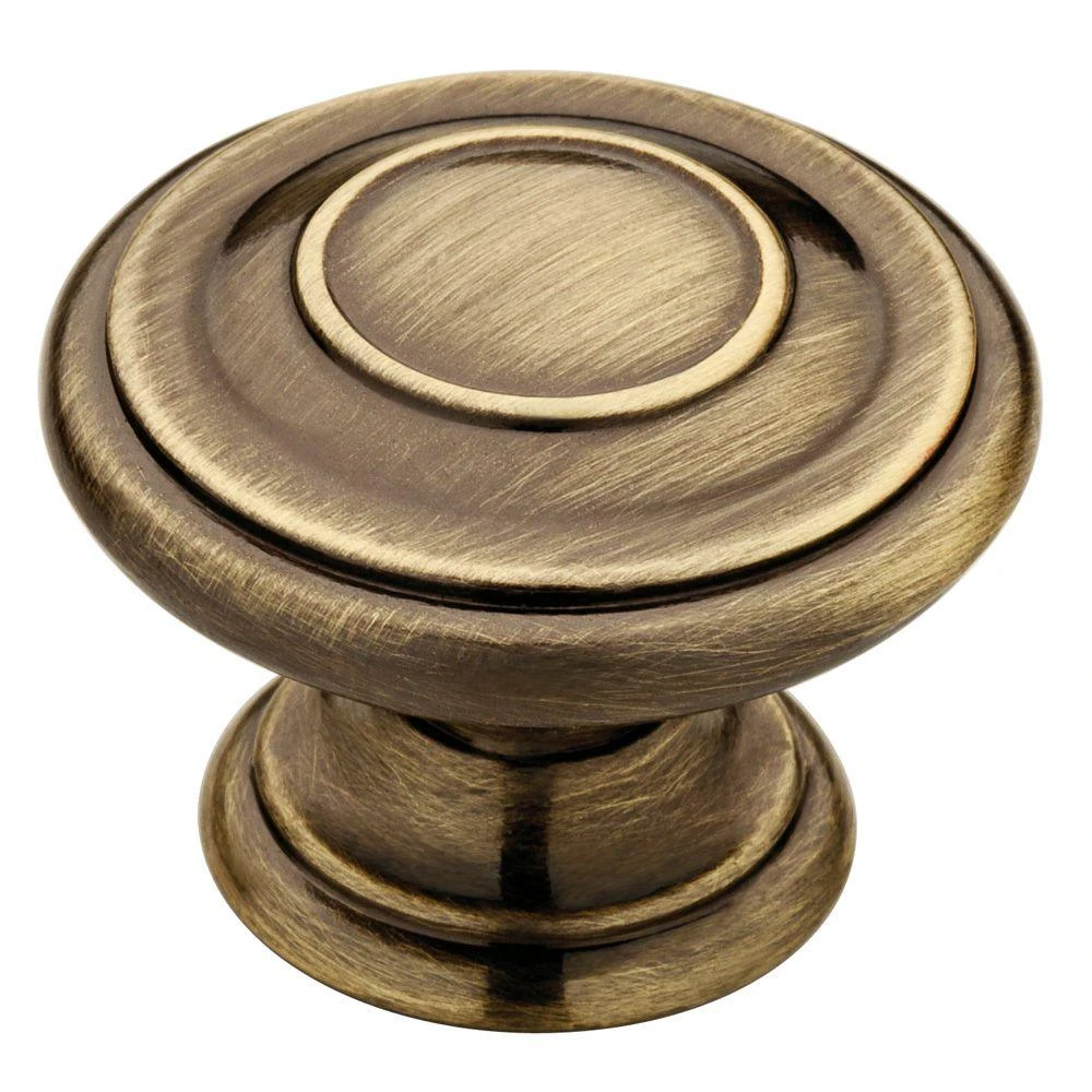 Harmon Antique Brass Cabinet Knob, 1 and 3 Eighths Inch Diameter