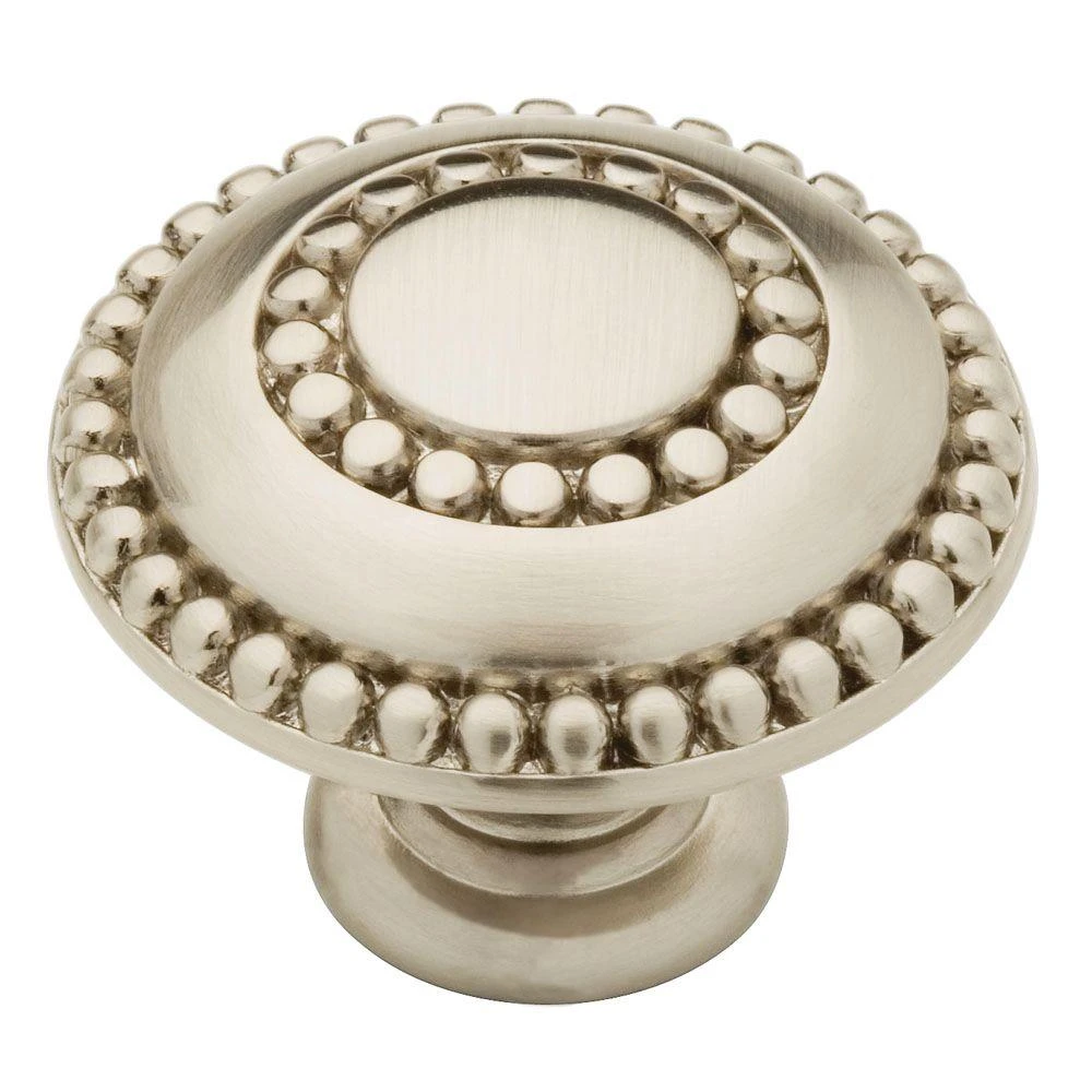Double Beaded Cabinet Knob, Satin Nickel Finish, 1-3/8-inch Diameter