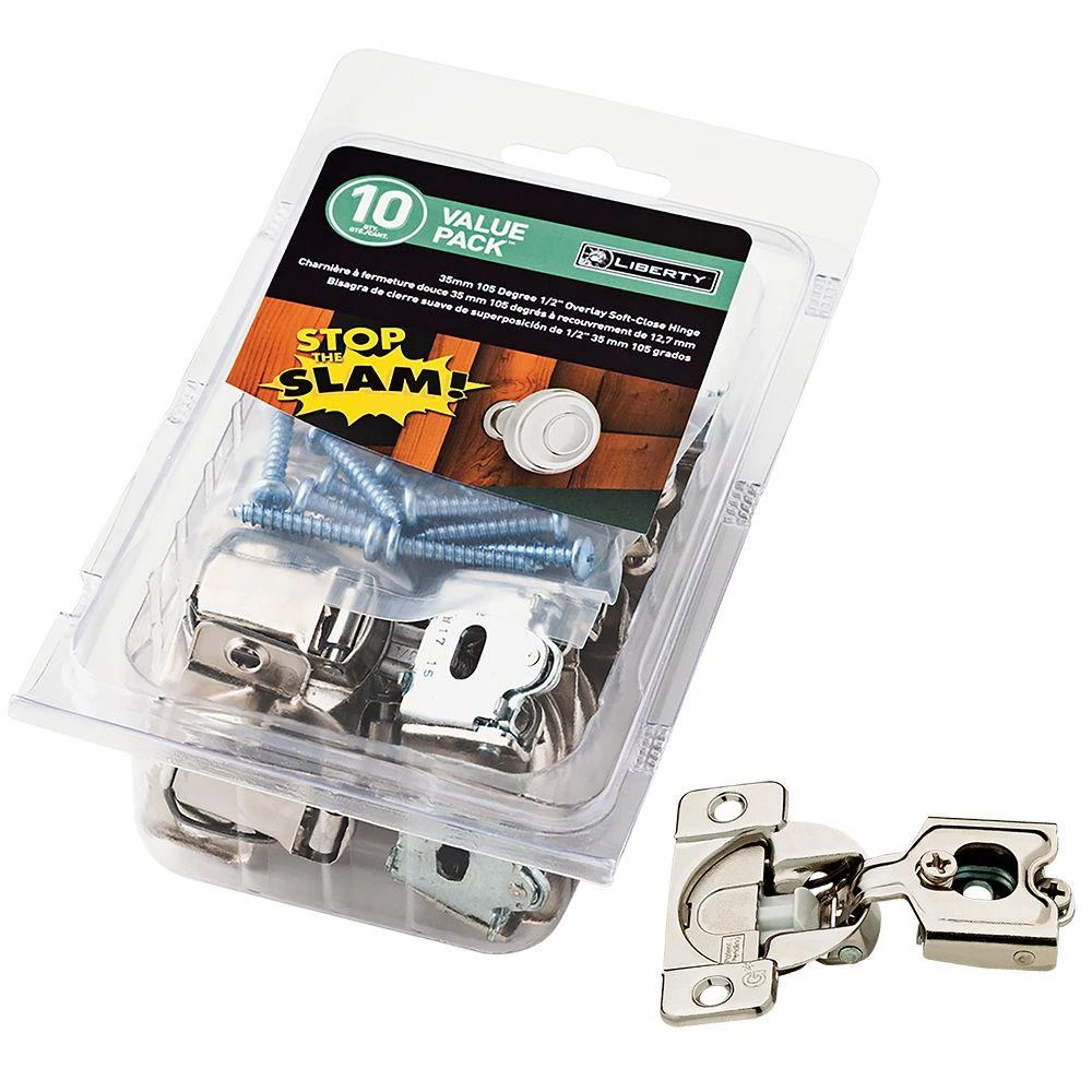 35 mm 105-Degree 1/2 in. Overlay Soft Close Cabinet Hinge (5-Pairs)