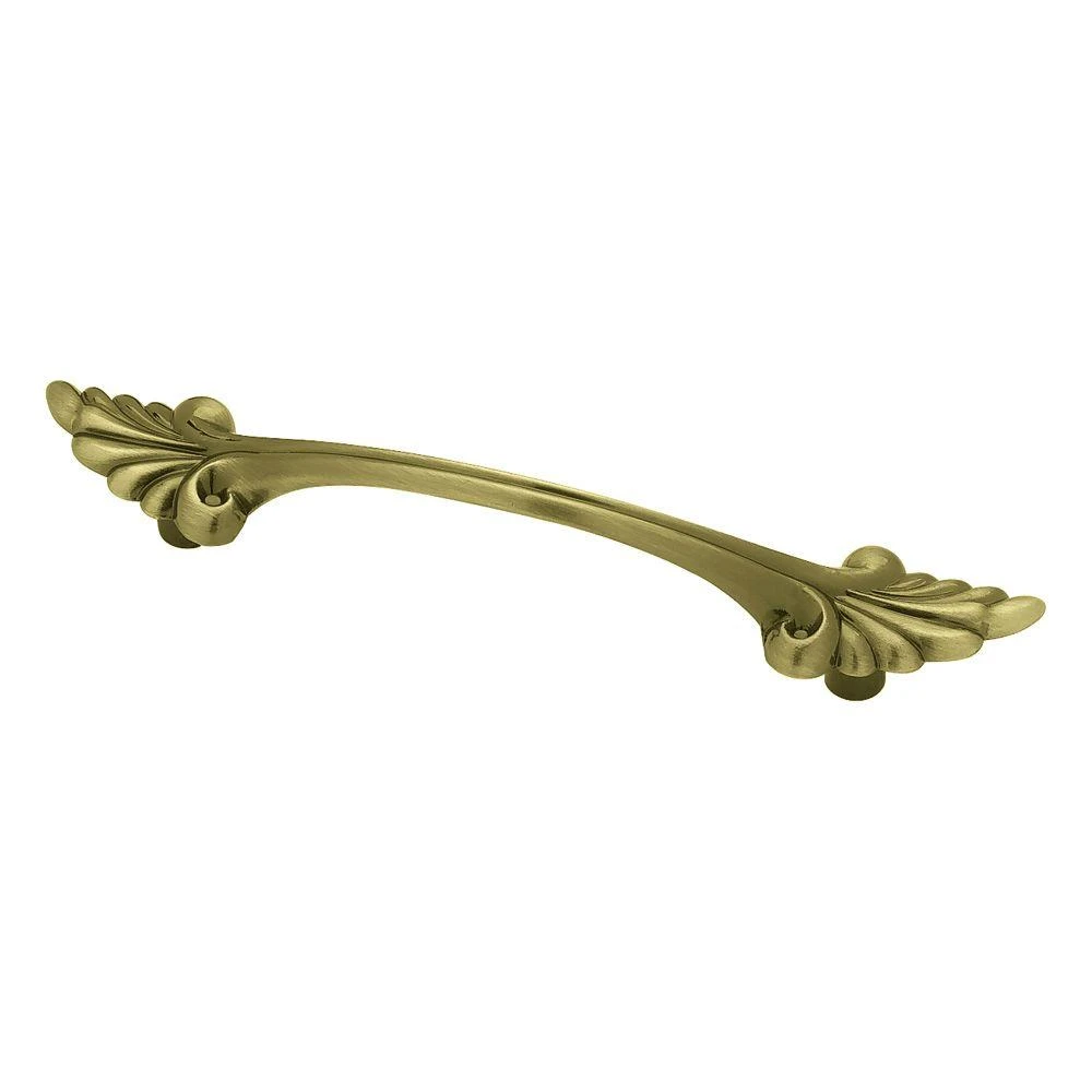 Traditional Bow Style Cabinet Pull Handle in Antique Brass Finish, 4.5 Inches Length