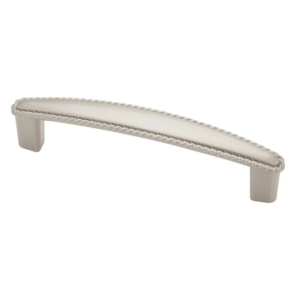 Rope Edge Cabinet Knob, Brushed Satin Nickel, 4-1/4-inch With 3-3/4-inch Screw Holes