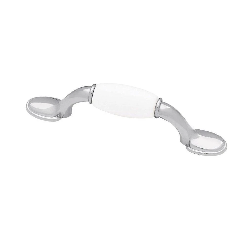 Spoon Foot Cabinet Pull, Chrome And White Ceramic Insert, 5-inch