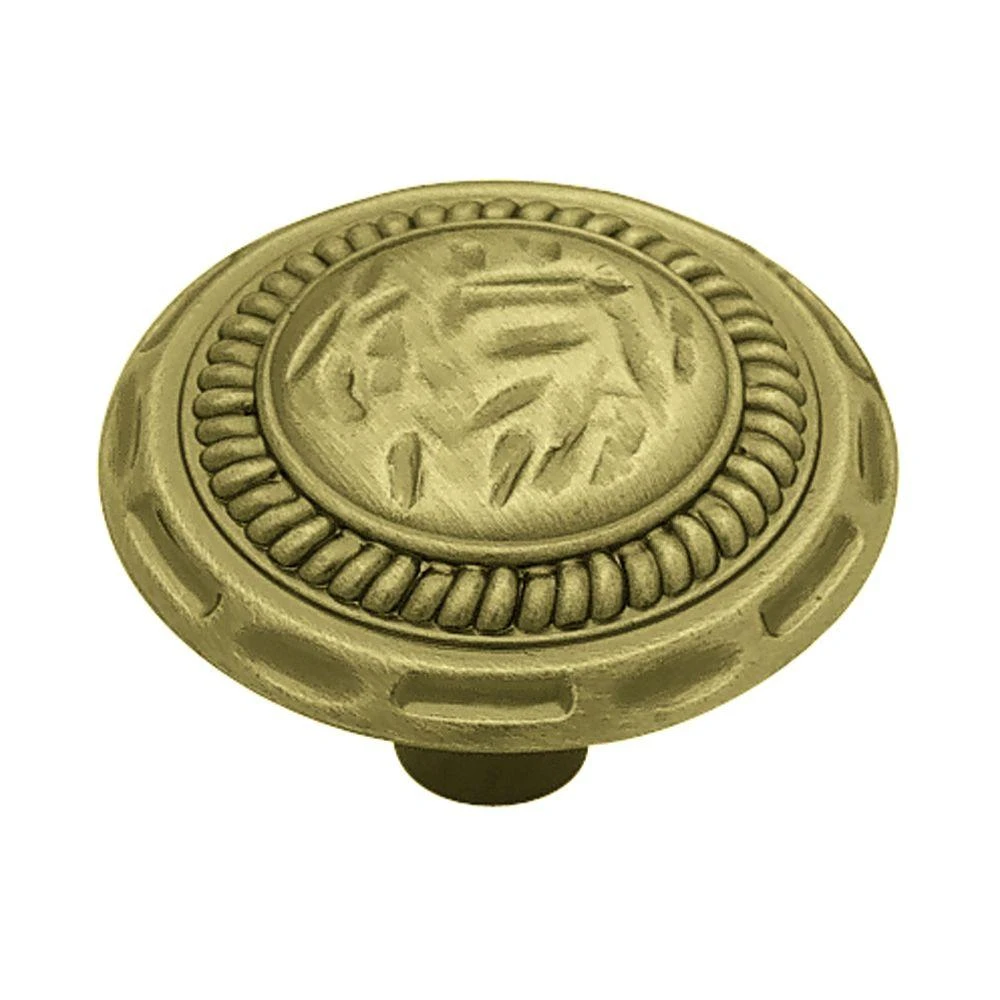 Sundial Round Cabinet Knob, Antique Brass Finish, 1-3/8-inch Diameter