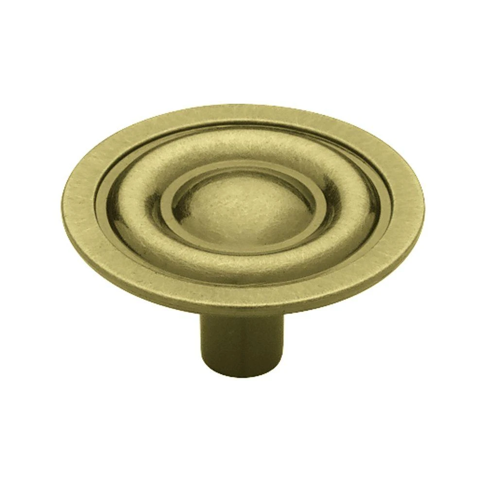 Target Round Cabinet Knob, Antique Brass Finish, 1 and 5/16 Inches Diameter
