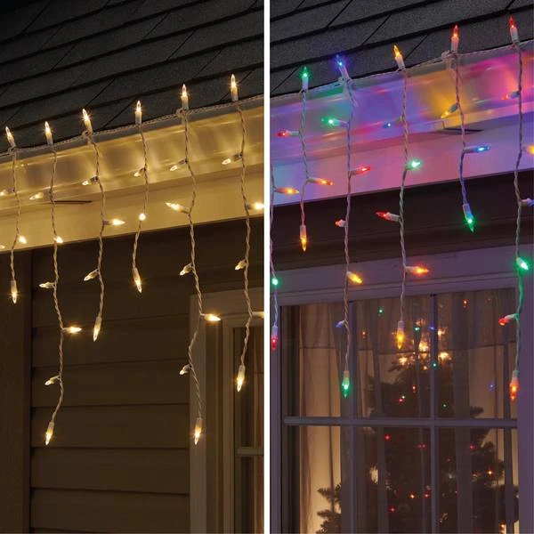 Staylit Led Glass Look Bulb Icicle Light Set, 100 Color-changing Lights, 6 Functions