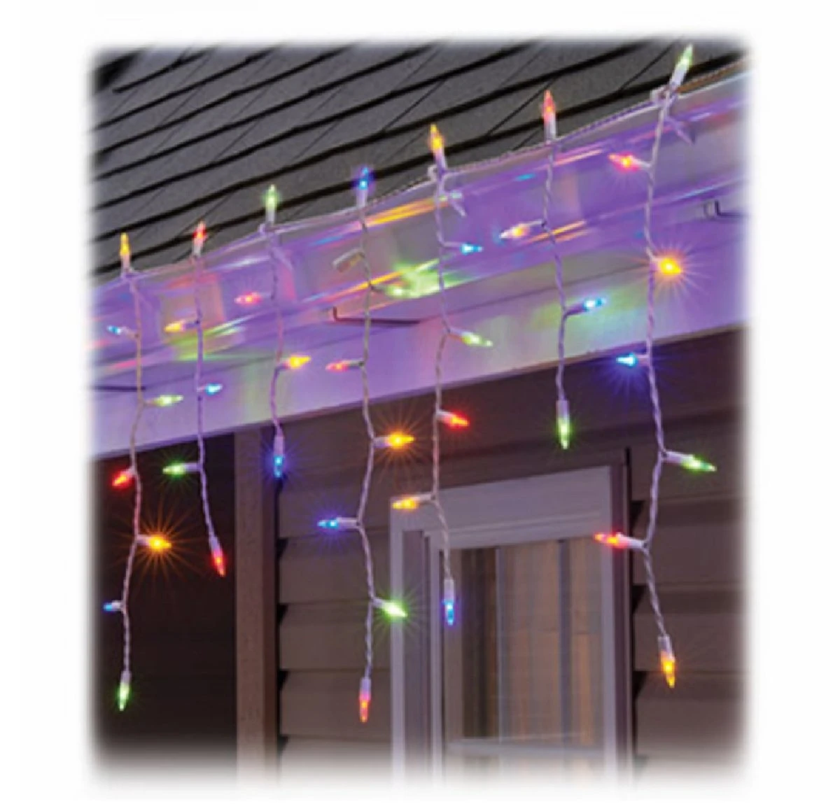 Staylit 100-light Multi Led Icicle Set With White Wire And Spare Bulbs